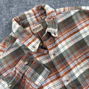 Redhead Flannel Shirt Large Tall Orange Green Plaid Button Down Mens 602F909